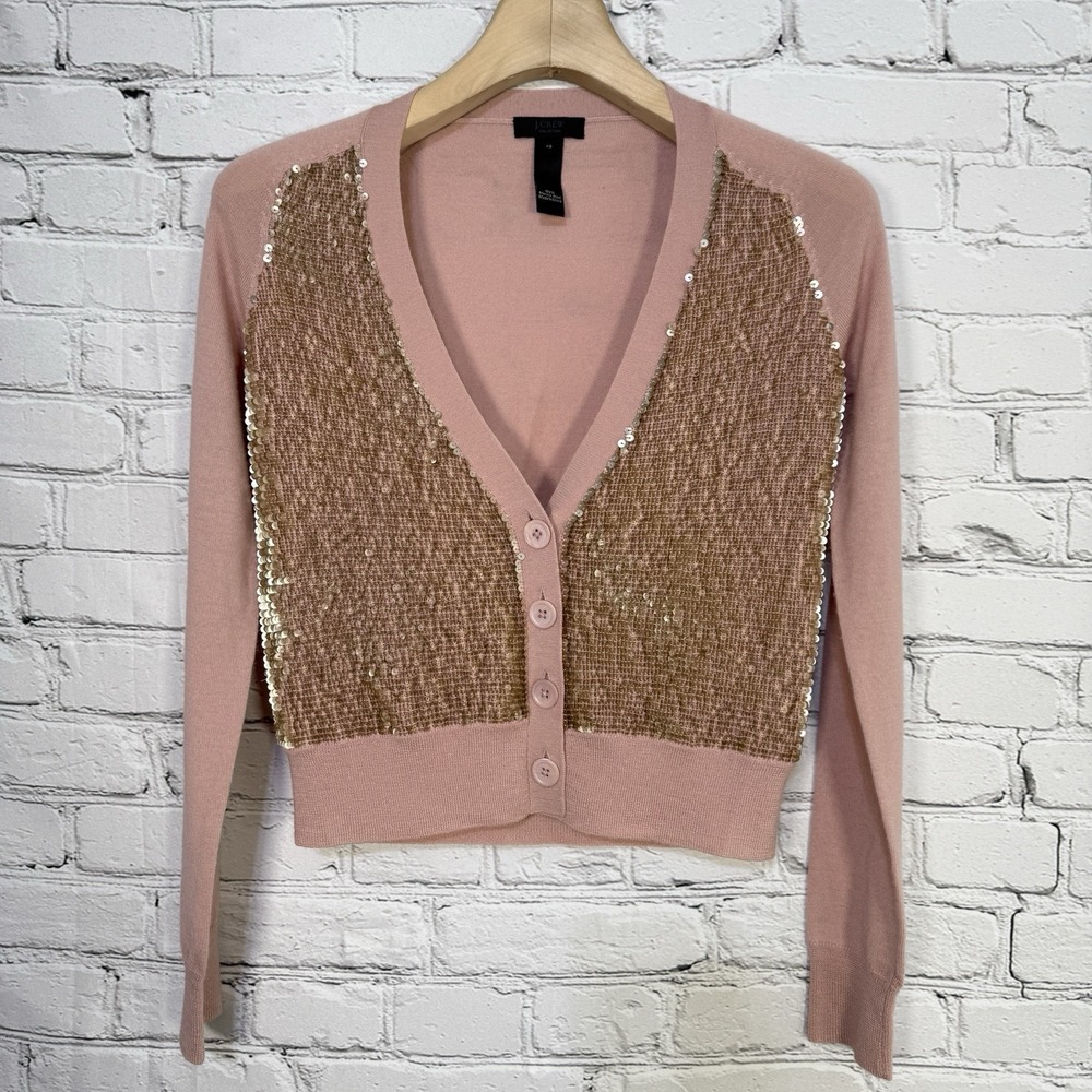 J. Crew Collection Sequin Merino Wool Cardigan‎ Sweater XS V-Neck 2009 Holiday